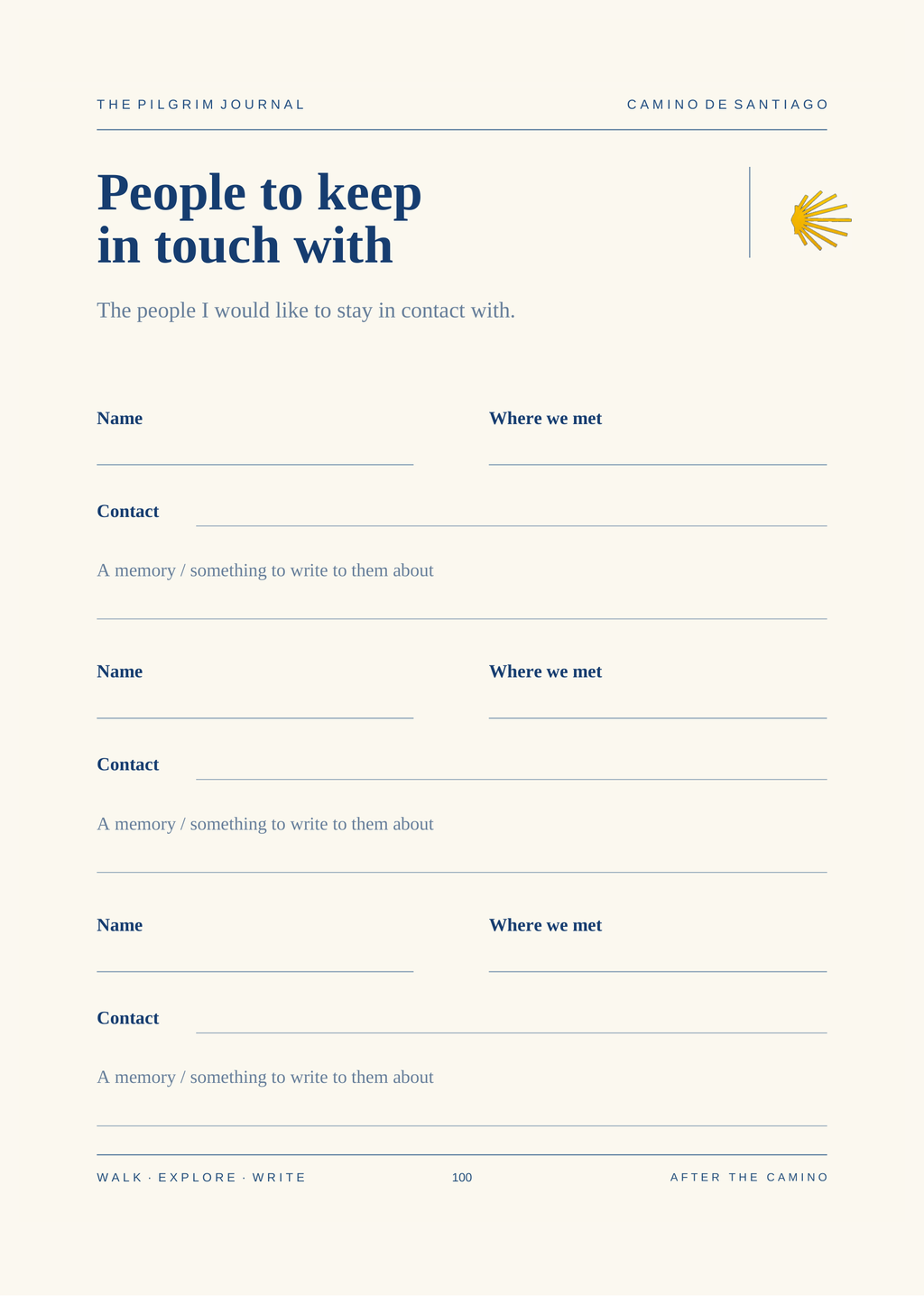 People to keep in touch with — corrected contacts page from the final English journal