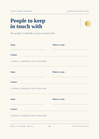 People to keep in touch with — corrected contacts page from the final English journal