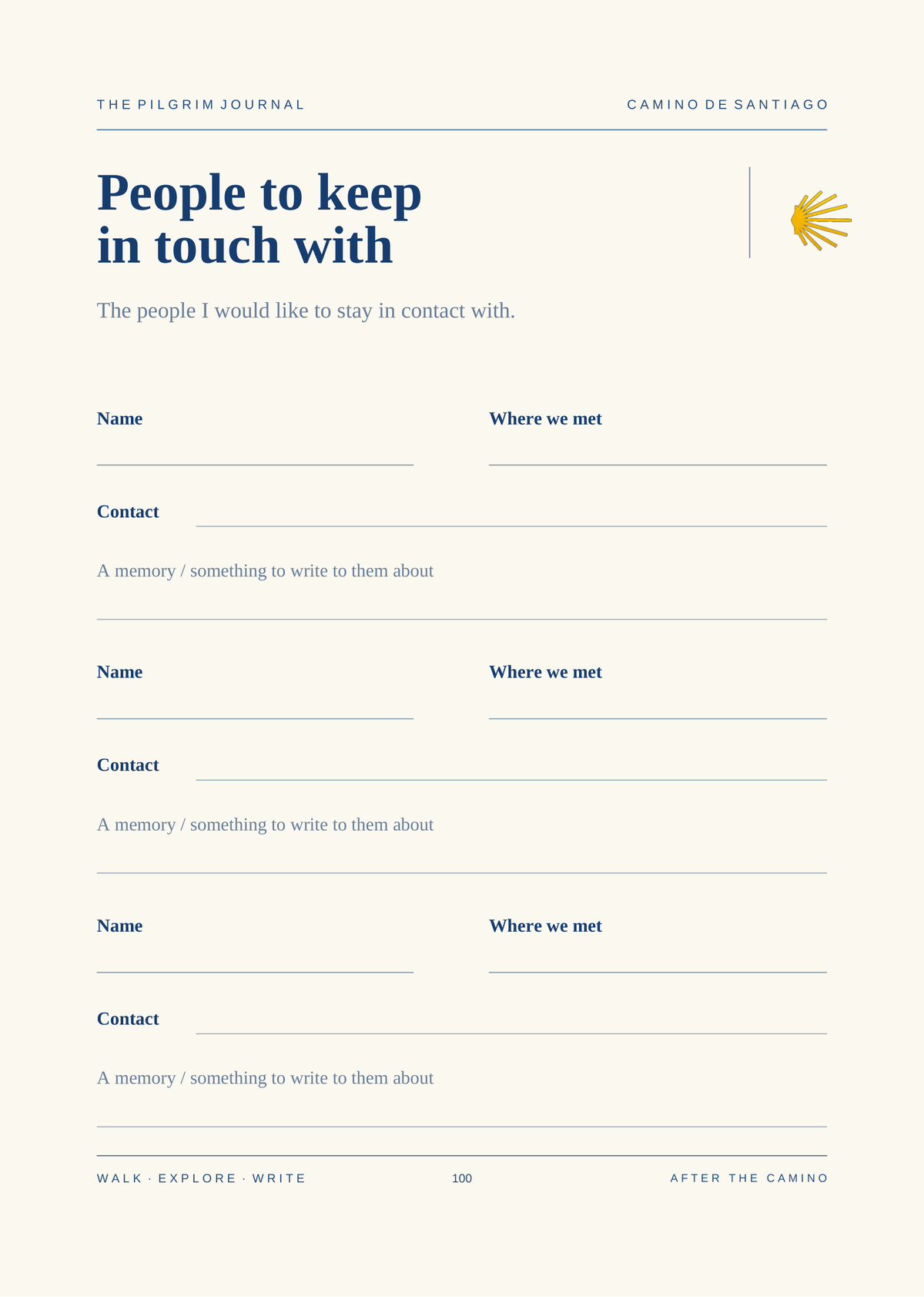 People to keep in touch with — corrected contacts page from the final English journal